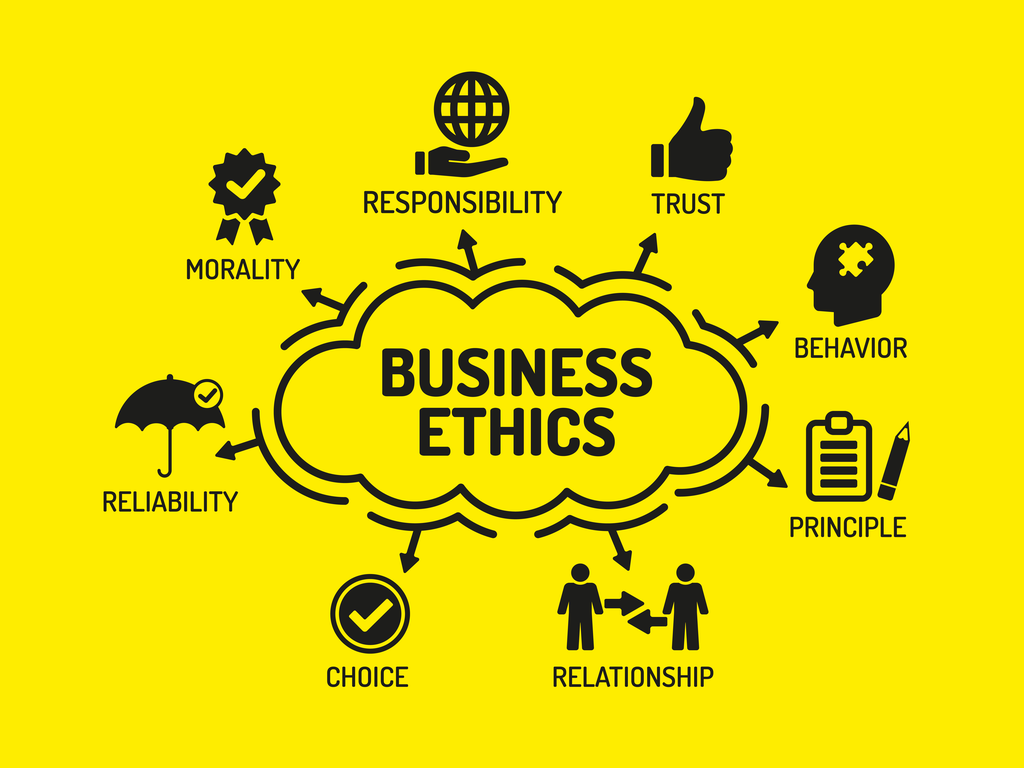 Business Ethics. Chart with keywords